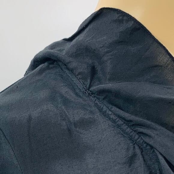 ASOS Black Wrap Dress with Ruffle Neck Line - Picture 7 of 11